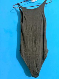 Basic Dark Green Sleeveless Bodysuit