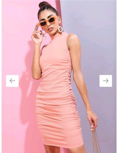Womens Bodycon Ruched Dress-XS