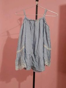Blue Striped Cold Shoulder Top