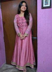 Beautiful Pink Embroidered Ethnic Gown