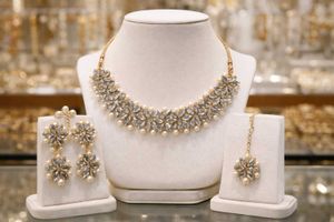 Elegant Floral Kundan Jewellery Set