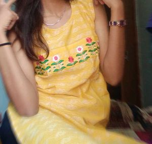 Yellow Embroidered Kurta