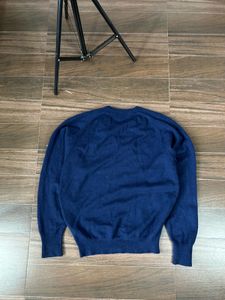 Burberrys Blue V-Neck Sweater