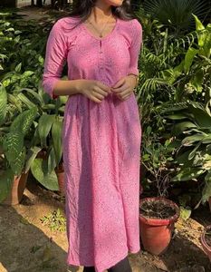 Magenta Printed A Line kurta