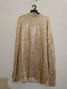 Gold Sequin Long Sleeve Dress