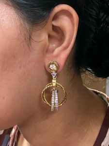 Designer Hoop Earrings with CZ Stones
