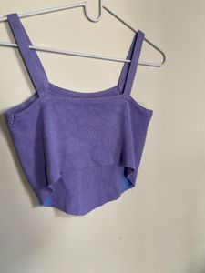 Cute Purple &amp; Blue "NICE" Crop Top