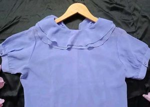 Chic Lavender Lace Trim Blouse