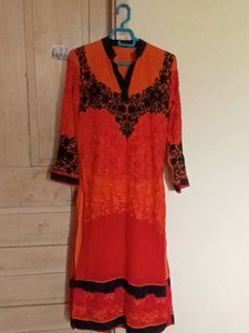 Orange Kurta With Dupatta