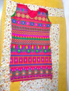 Vibrant Embroidered Sleeveless Kurta