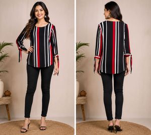 Striped Tie-Sleeve Top