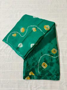 Green Bandhani Saree with Blouse