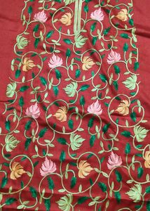 kashmiri Embroidered red dress material