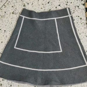Chic Grey A-Line Mini Skirt with Contrast Trim