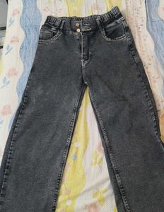 Stylish Wide Leg Washed Grey Jeans