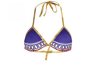 Stylish Blue & Gold Bikini Top