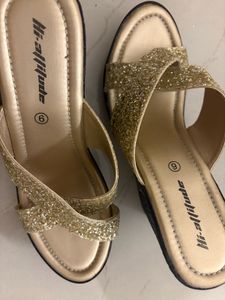 Golden Glitter Wedges For Party And Weddings