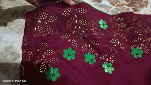Maroon Embroidered Saree