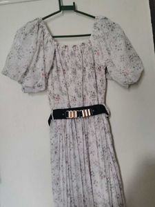 Floral Print Puff Sleeve Maxi Dress