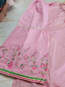 Unstitched Pink Embroidered garara Set