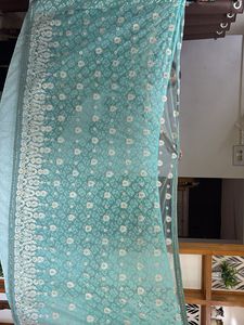 Turquoise Floral Saree