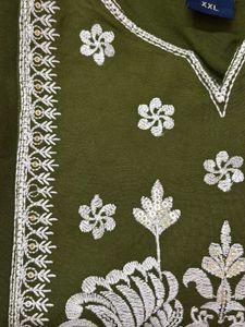 Elegant Dark Green Embroidered Kurta Dress