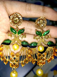 DAZZLING GOLD PEACOCK EARRINGS