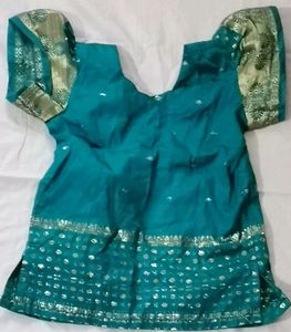Pattupavada and blouse,green colour