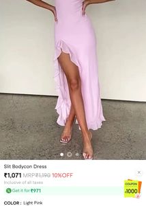 Pink Ruffle Slit Maxi Dress