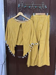 Yellow Striped Set with Tassels