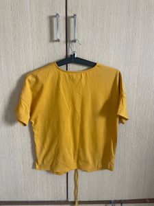 Mustard Yellow V-Neck Ruched Tee