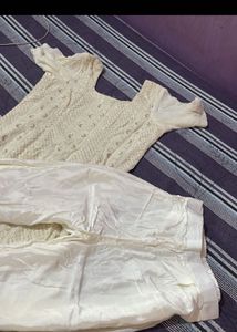 Elegant White Sequined Kurta Set