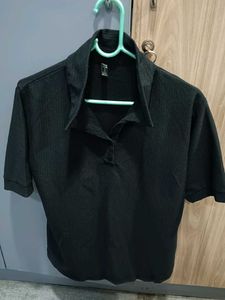 Classic Black Collared Top