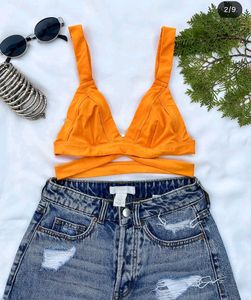 H&amp;M Orange Triangle Bikini Top