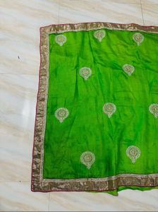 Vibrant Green Embroidered Saree