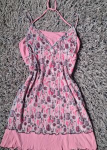 Pink Floral Print Mini Dress