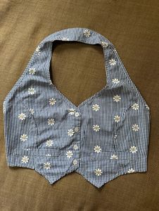 Blue &amp; White Striped Crop Top