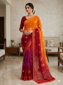 Vibrant Ombre Saree with Embellishments