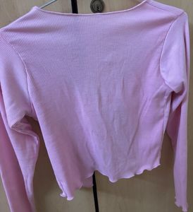 Cute Pink Tie-Front Cardigan