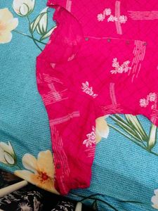 Vibrant Pink Printed Kurta