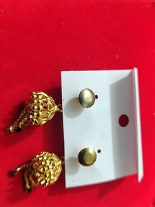Elegant Gold Tone Jhumka Earrings