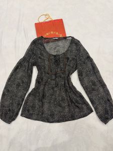 black Sheer mark & spencer Long Sleeve Top