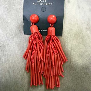 Red Tassel Earrings