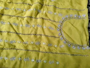 Beautiful Yellow Embroidered  hand work suit