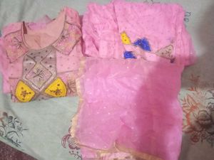 jaddiji work Pink Embroidered Kurta Set Dupat