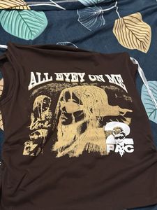 Graphic Print Brown Tank Top