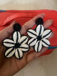 Unique Beaded Shell Flower Earrings