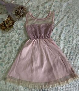 Dreamy Pink Sheer Overlay Dress