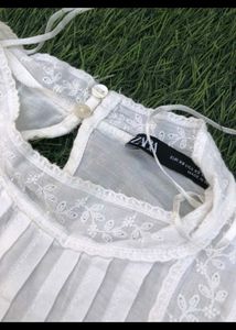 White Sheer Puff Sleeve Blouse