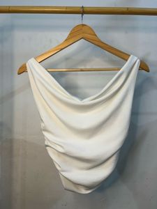 WHITE COWL NECK TOP